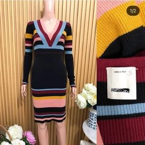 PINKO Synthetic Striped Knitted Dress in Black